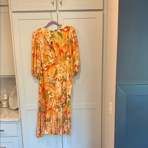 Farm Rio Sand Leopard Floral Midi Dress